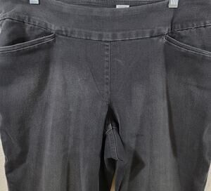 Westbound Woman Black "Faded" Pull On Jeans 14WR Lightweight Elastic Waist Soft